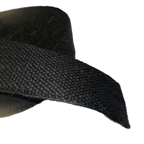 Svart sadelgjord av jute 6 cm x 25 m 900 gsm